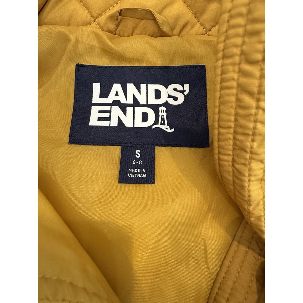 Lands' End Quilted Puffer Vest Zip Up Womens Small 6-8 Polyester Fill Gold - Picture 7 of 8